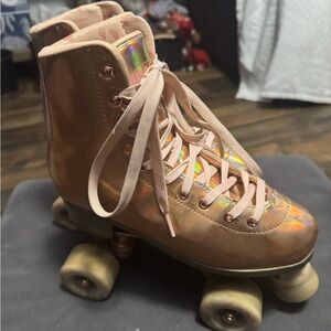 Holographic Roller Skates - Pink and Gold